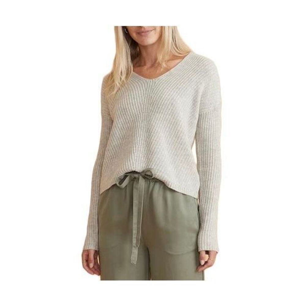 Marine Layer Sweater Elisa V neck Cream Oatmeal Large